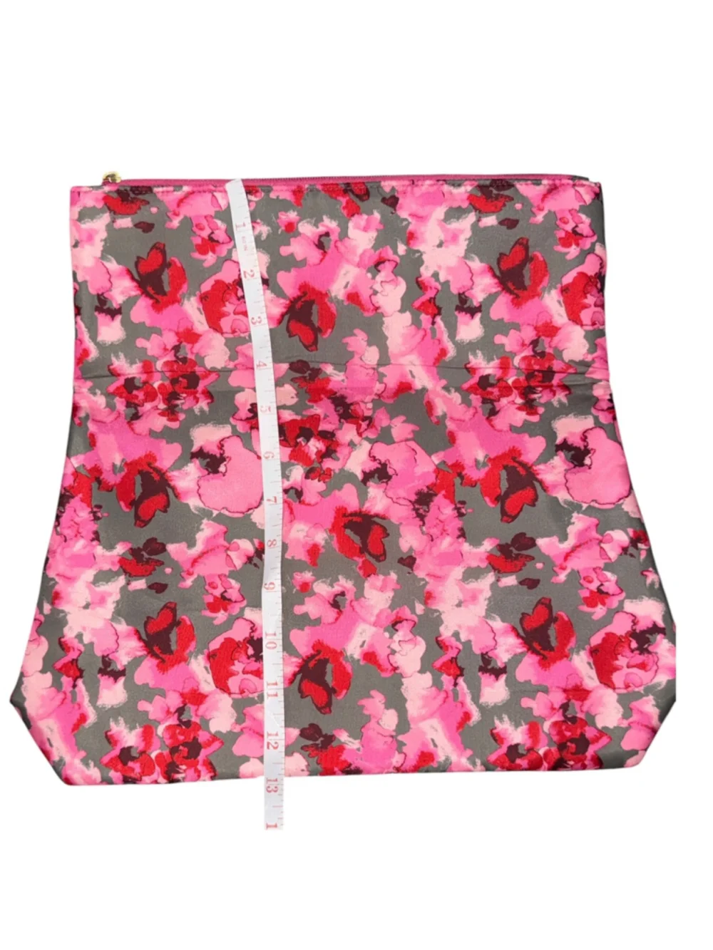 Nicole Miller New York Pink Floral Foldover Clutch Purse Cosmetic Bag